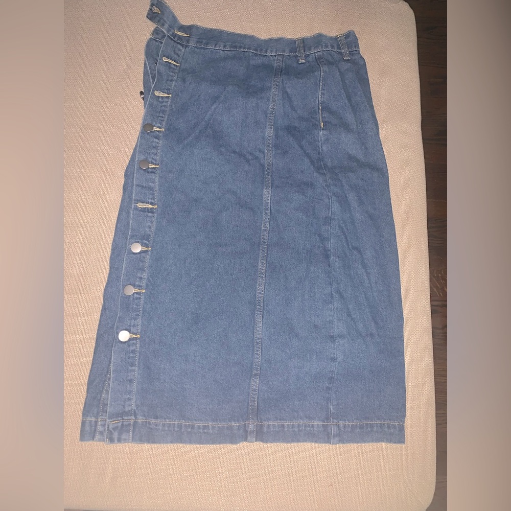 SHEIN Dazy High Waisted Denim Adjustable Long Skirt